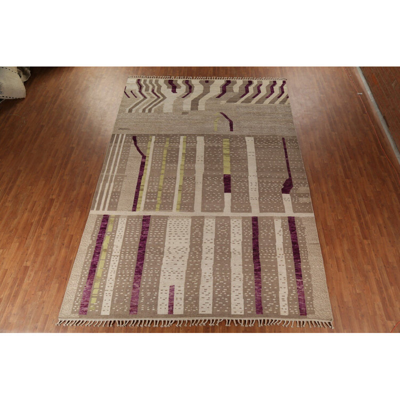 Tapis marocain en laine fabriqué à la main de couleur terre 10 x 14