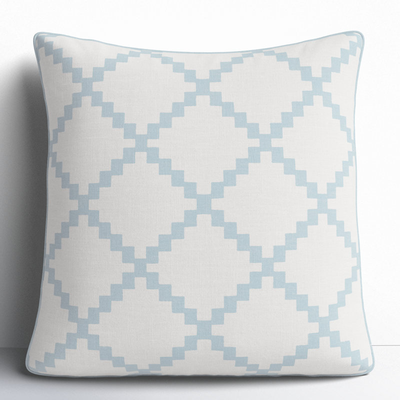 Square Linen Pillow Cover & Insert, 20" H x 20" W, Blue, Down