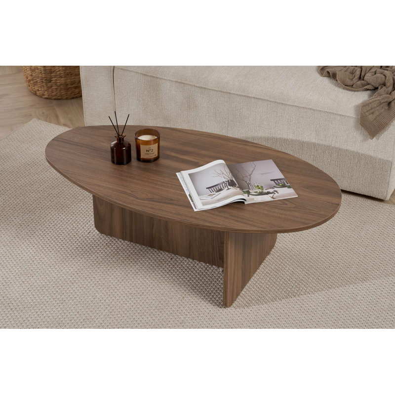 Modern Walnut Coffee Table, 47.2 x 15.7 x 25.6 inches | 100% Melamine Coated Particle Board, Thickness: 0.7 inches | Elegant Solid Color Design, Perfect for Living Room & Contemporary Spaces