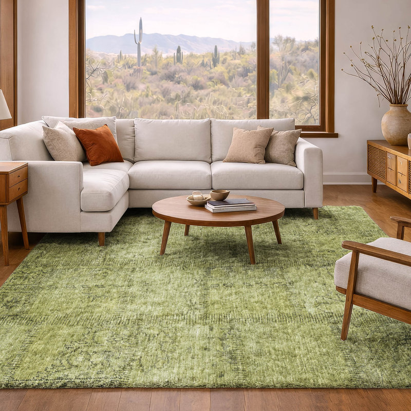 Tapis à poil long de qualité supérieure lavable à la machine ADS685, Fougère, 10 pi x 14 pi