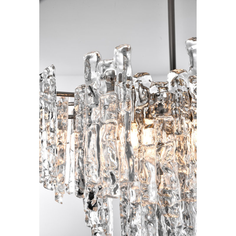 Lustre Light Ice, Verre texturé transparent, H 20 po x l 14 po x P 14 po, Bronze