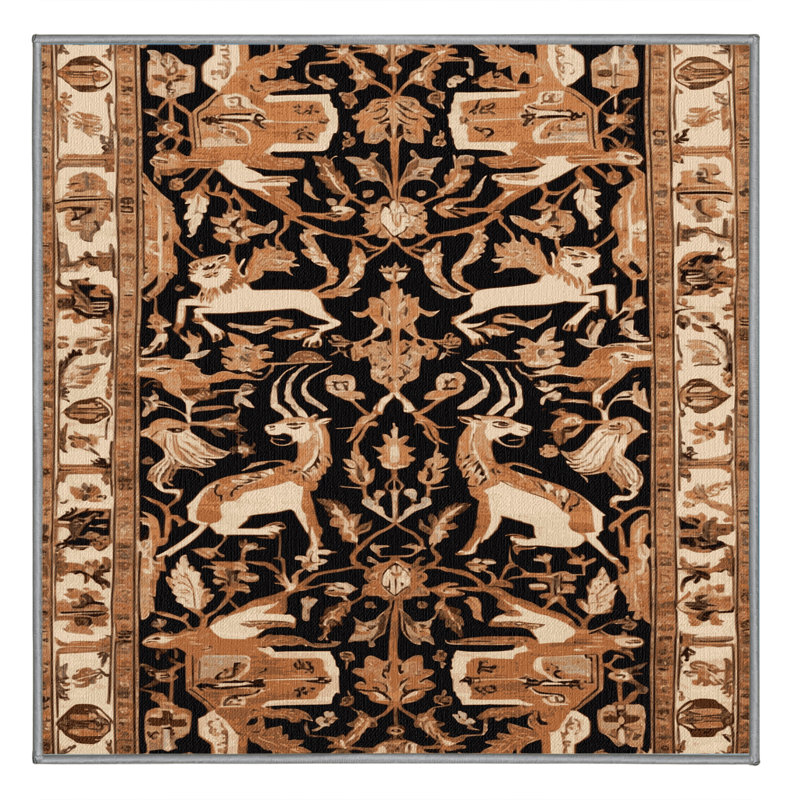 Machine Washable Persian Brown Area Rug, Square 3'