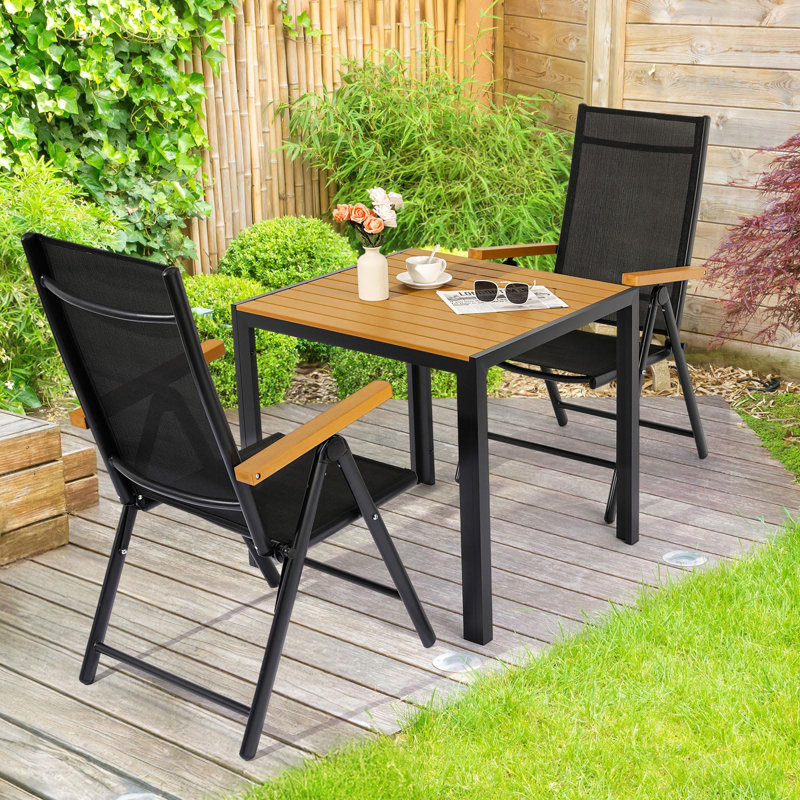 Square 75Cm L Outdoor Bistro Table, Brown/Black