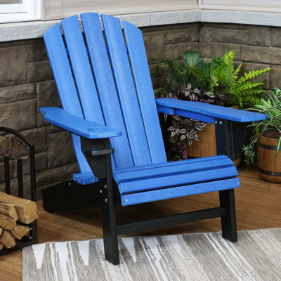 Chaise Adirondack en PEHD résistant aux intempéries avec porte-gobelet - Bleu / Noir