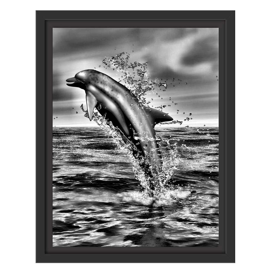 Gerahmtes Wandbild Delphin sprintMeer