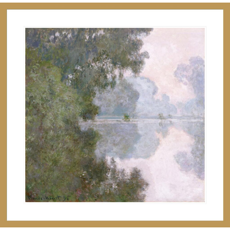 Le matin sur la seine près de Giverny par Claude Monet, impression giclée encadrée, H 33,5 po x l 34,27 po
