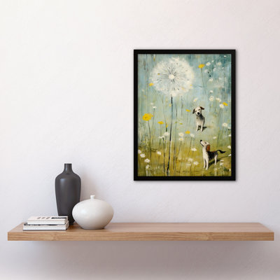 The Giant Dandelion And Curious Dogs Bright Oil Painting - Single Picture Frame Print