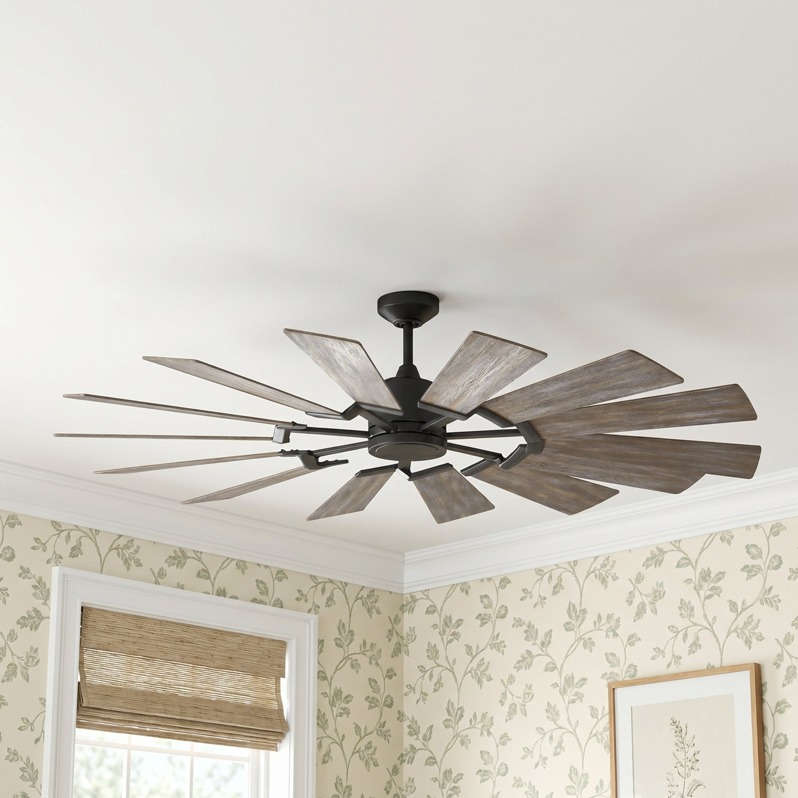 Elainea Ceiling Fan with LED Light Kit, Aged Pewter with Light Grey Weathered Oak Blades, 72 inches