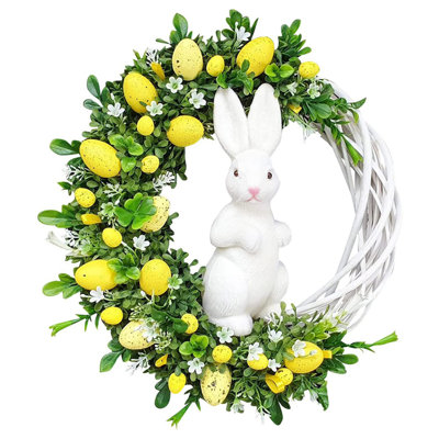 Mignonne couronne de lapin de Pâques 40Cm / 15,74 po Fête de Pâques décoration suspendue Couronne de lapin de Pâques, décoration de jardin, A5