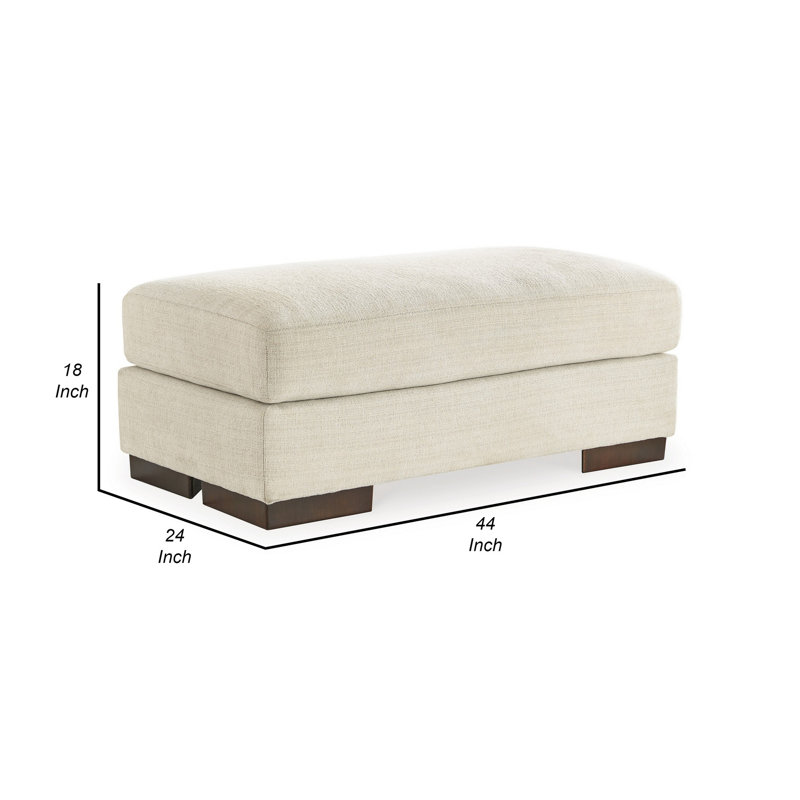 Repose-pieds Segen de 44 po, pieds blocs à profil bas, revêtement en polyester gris, Mélange de polyester beige