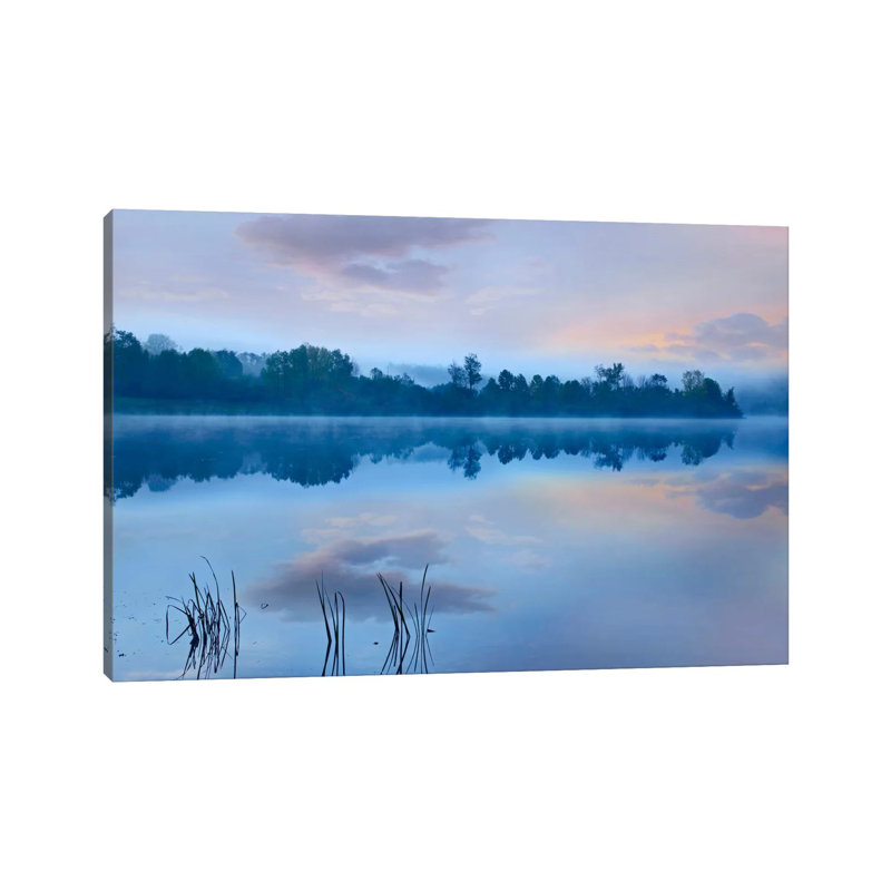 Mist Over Lackawanna Lake, Lackawanna State Park, Pennsylvania by Tim Fitzharris - Wrapped Canvas Print