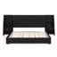 Structure de lit plateforme très grande taille avec tête de lit en velours brillant, bibliothèques latérales et tiroirs, matelas non inclus - noir-874330317-874330323