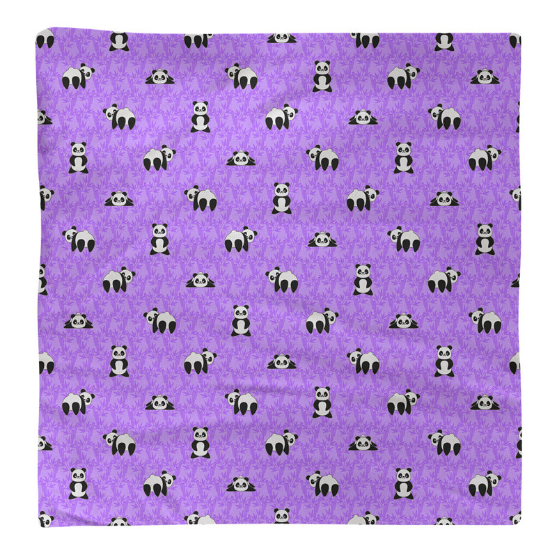 Serviette de coton à motif panda, Mauve, H 0,1 po x l 10 po x P 10 po, Sergé de coton