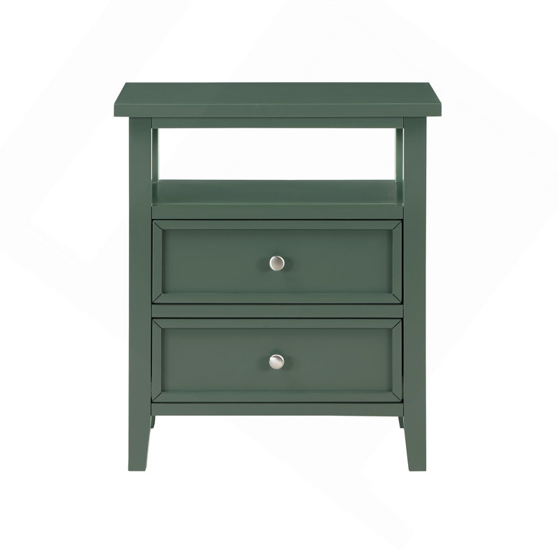 Table de chevet 2 tiroirs Weston Vintage Green, Vert antique