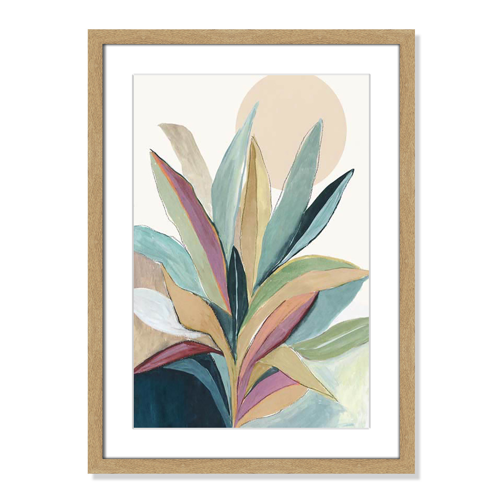Sherbrooke Sunny Bright Leaves I by Asia Jensen Print, No Mat, Natural Woodgrain Single Picture Frame