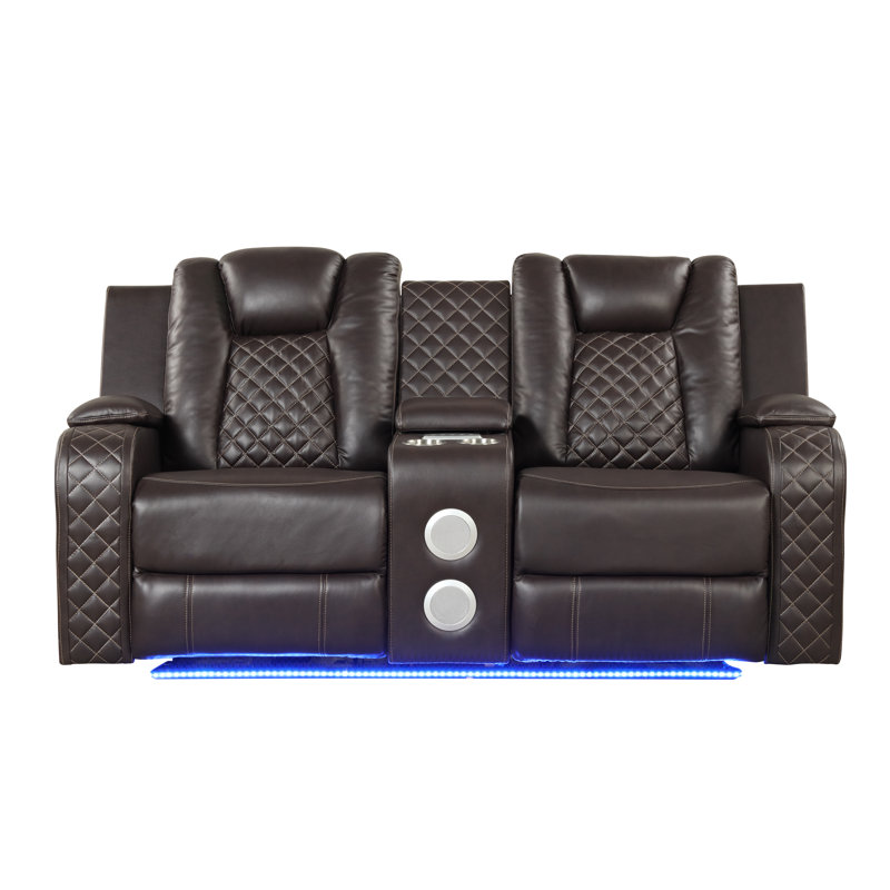 Senol 73'' Reclining Loveseat, Brown Faux Leather