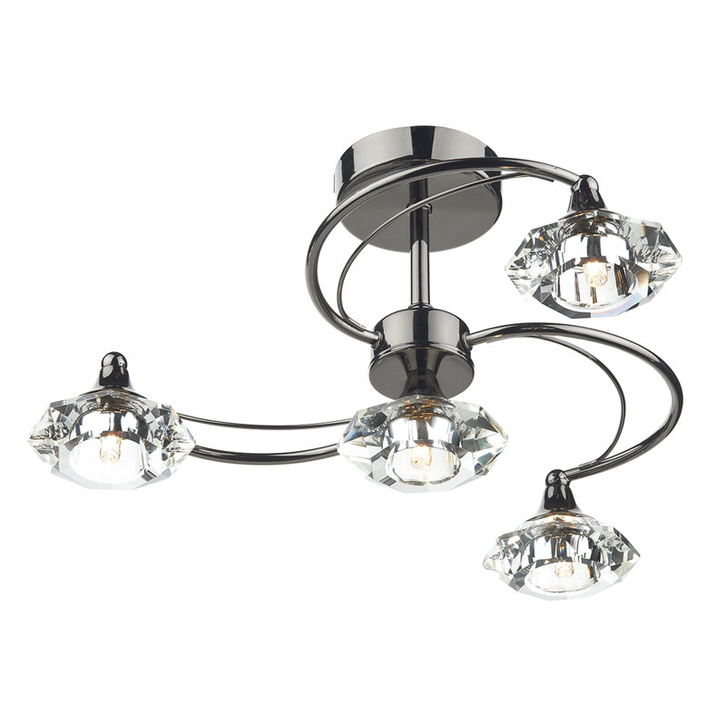 Greenhaw Glass Semi Flush Mount, Black Chrome