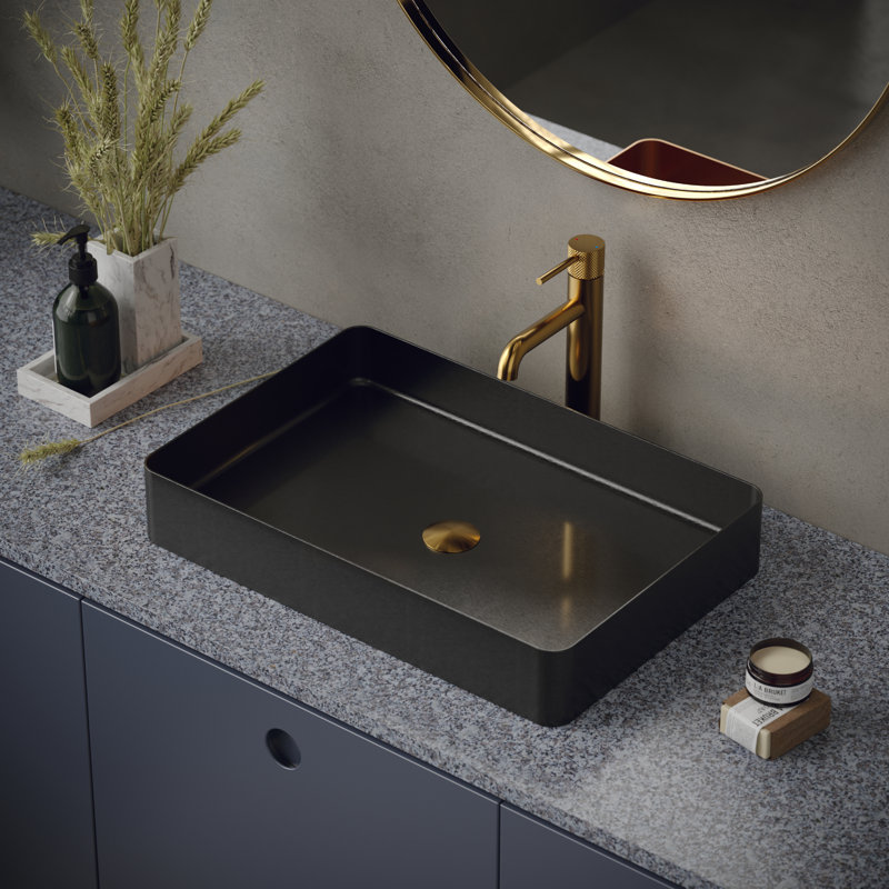 Tryst Vessel Sink Faucet Single-handle Bathroom Faucet with Drain Assembly, Gold
