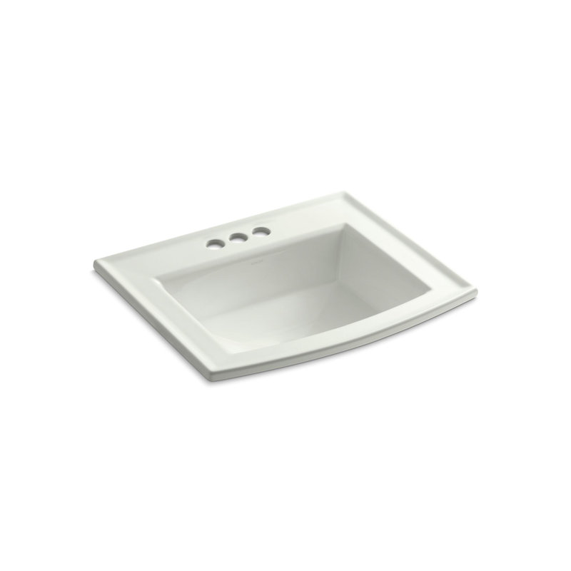 Lavabo de salle de bain rectangulaire encastré en porcelaine vitreuse avec trop-plein Archer®, Dune, Centres de 4 po