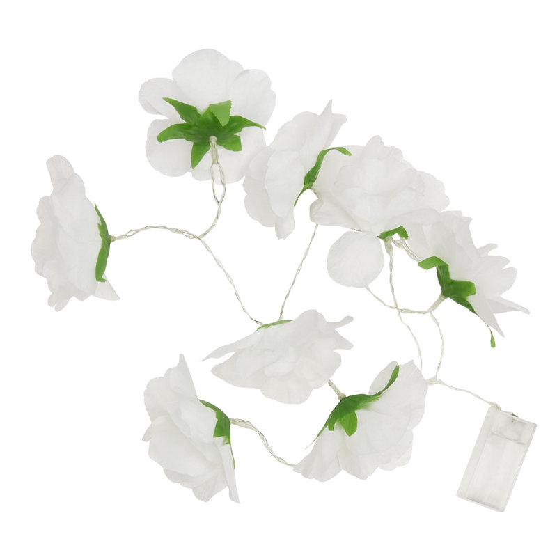  8 guirlandes de fleurs blanches à DEL - guirlandes de fleurs blanches et décoratives pour la maison et les événements