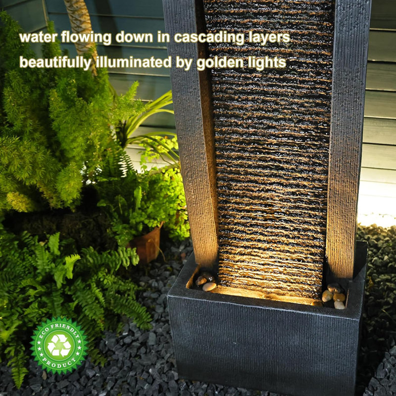 Nellysford Hand Crafted Weather Resistant Floor Fountain with Light
