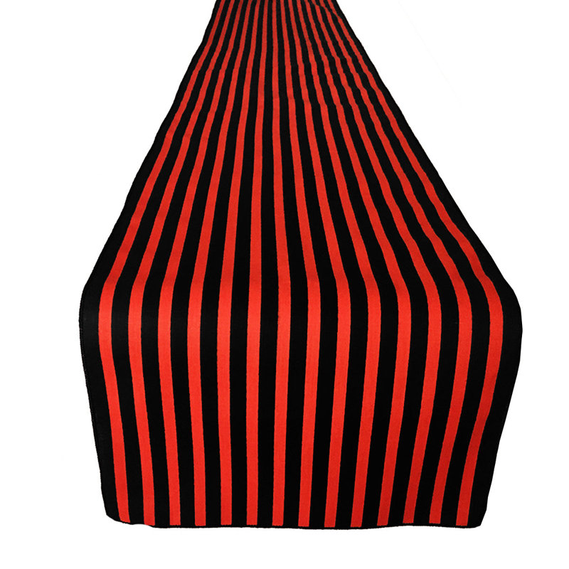 Chemin de table demi-pouce à rayures, Noir / rouge, 60 po x 12 po