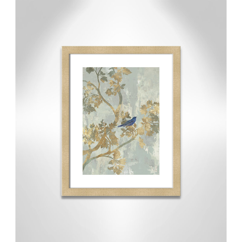 «Gaurangi Blue Bird», reproduction encadrée, Cadre champagne