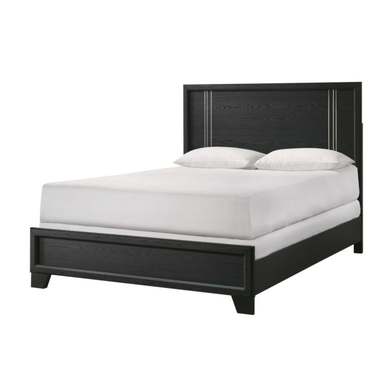 Contemporary King Size Panel Bed With Charcoal Finish, Sleek Design For Modern Bedrooms And Elegant Aesthetics