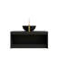 Meuble-lavabo et lavabo 36 po, armoire de rangement flottante murale en contreplaqué, portes doubles en sergé avec garniture en métal, vasque en céramique noire avec motif en pierre et plateau en pierre frittée noire, noir