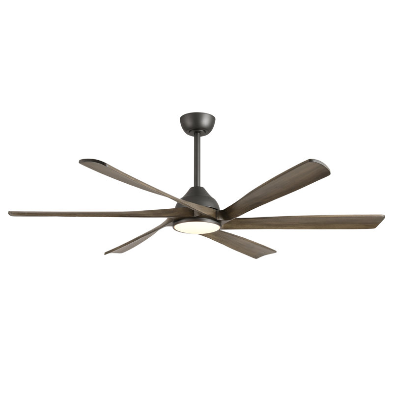 6 Blade Soild Wood Ceiling Fan with Light, Smart APP & Remote Control, 3 Color LED, Quiet DC Motor, Adjustable Downrods (6”/12”/24”)