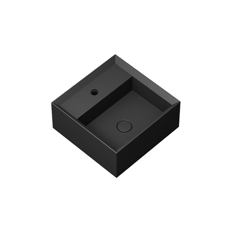 Cut 17.7'' L Bathroom Sink, Matte Black, Matte Black, Single Hole Faucet