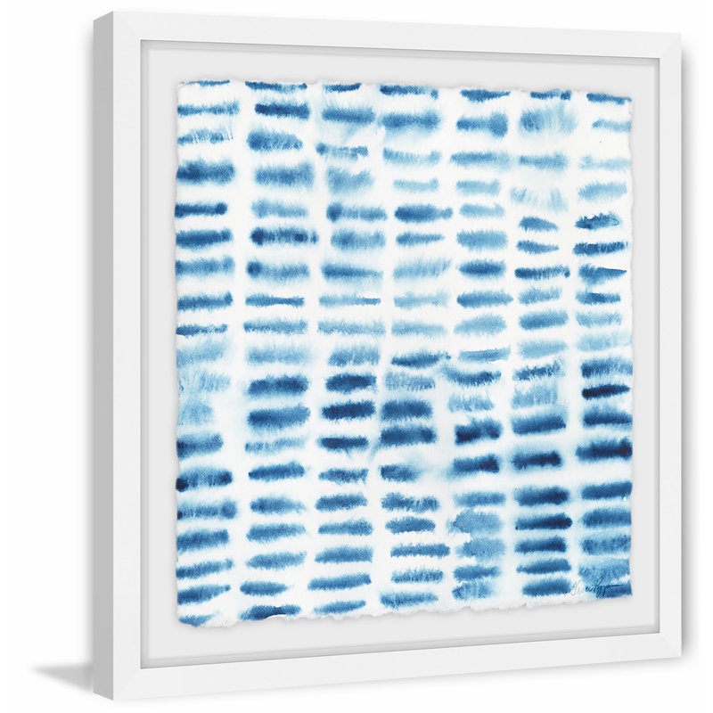 « indigo disfonds i », reproduction de peinture à l’aquarelle encadrée, H 12 po x l 12 po x P 1,5 po
