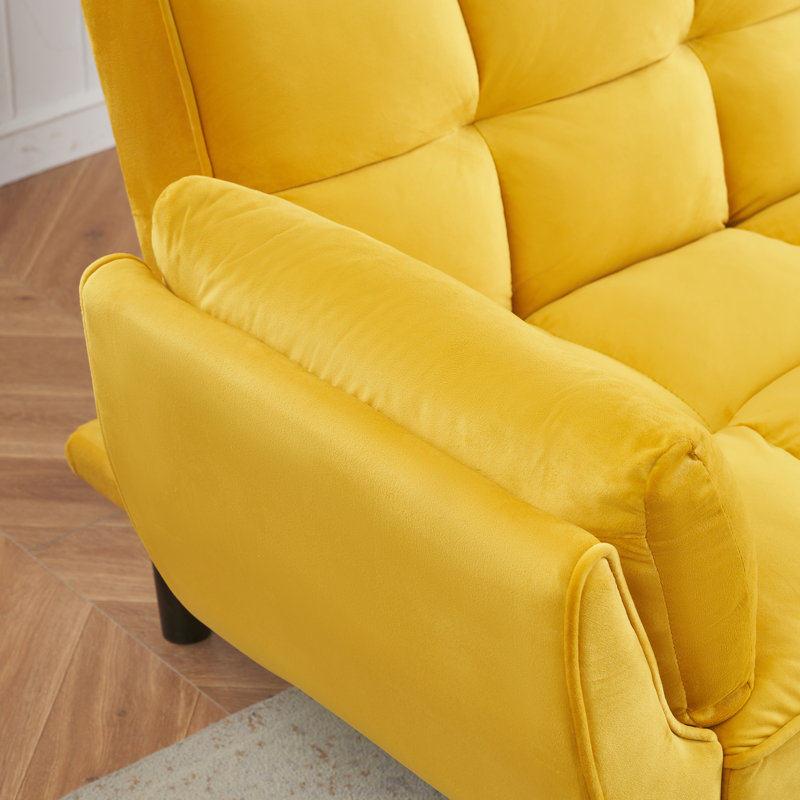 57 " Sofa  Soft Two Armrests, Yellow