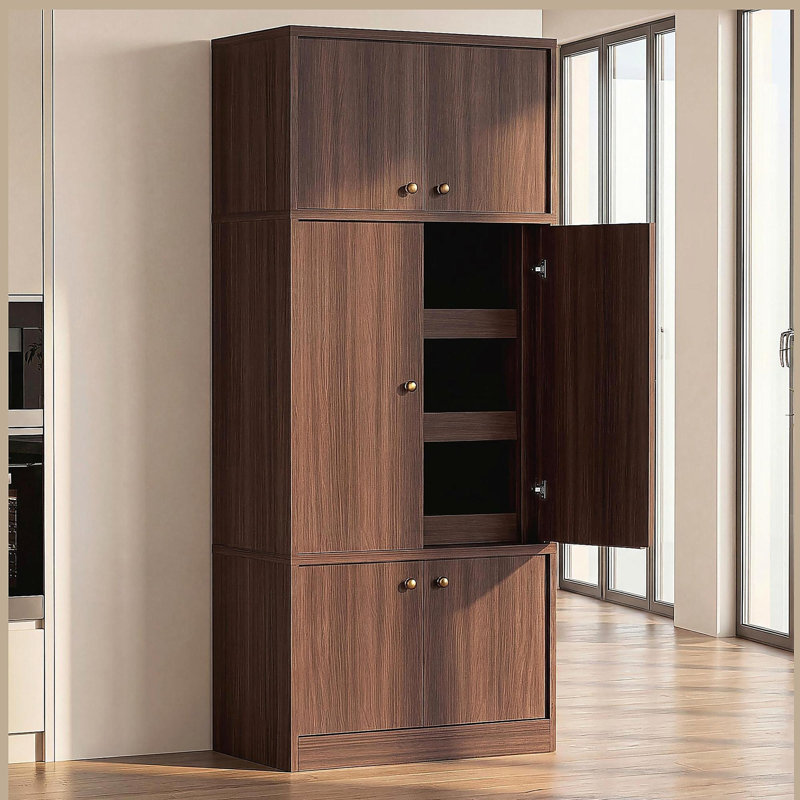 Armoire de rangement haute autoportante de 71 pouces avec portes et tablettes, tablettes réglables