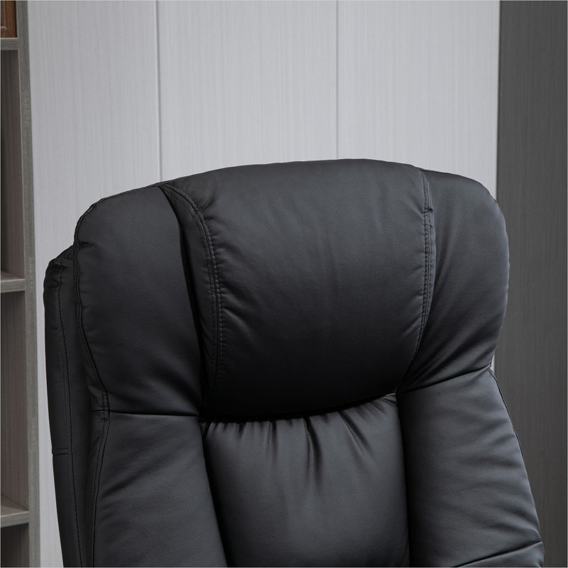 Fauteuil de bureau ergonomique massant avec repose-pieds, fauteuil de bureau inclinable en cuir PU, capacité de 130 kg, noir profond