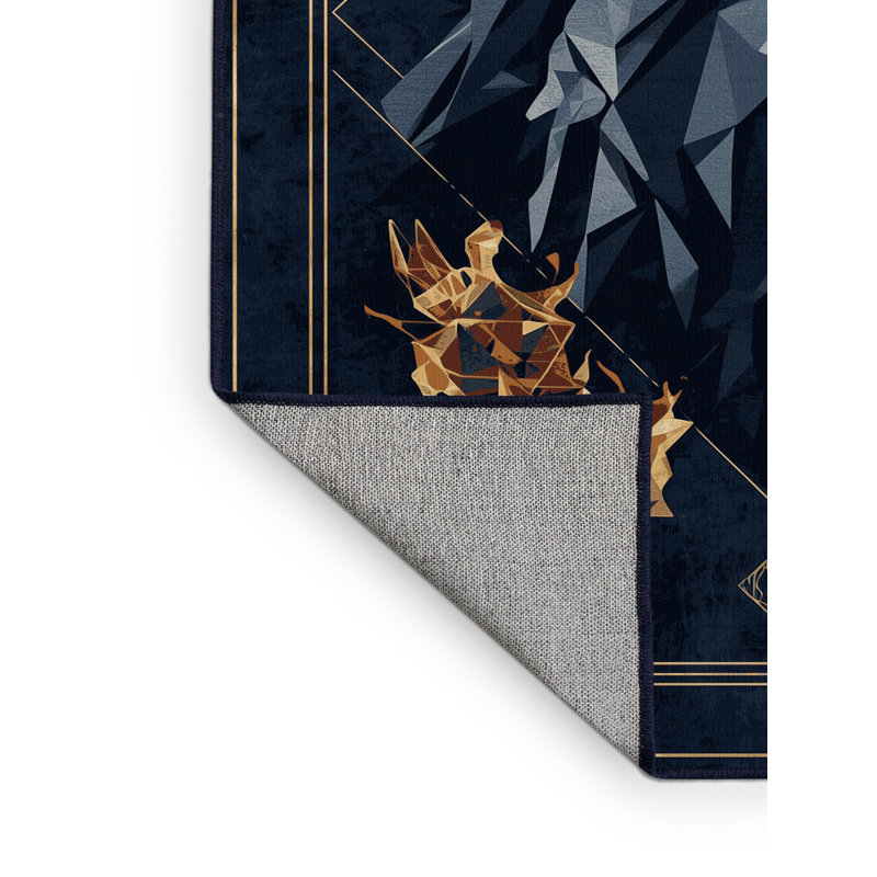 Tapis bleu délavé à la machine Newberry Hades Glam - bleu marine, 2 pi x 3 pi