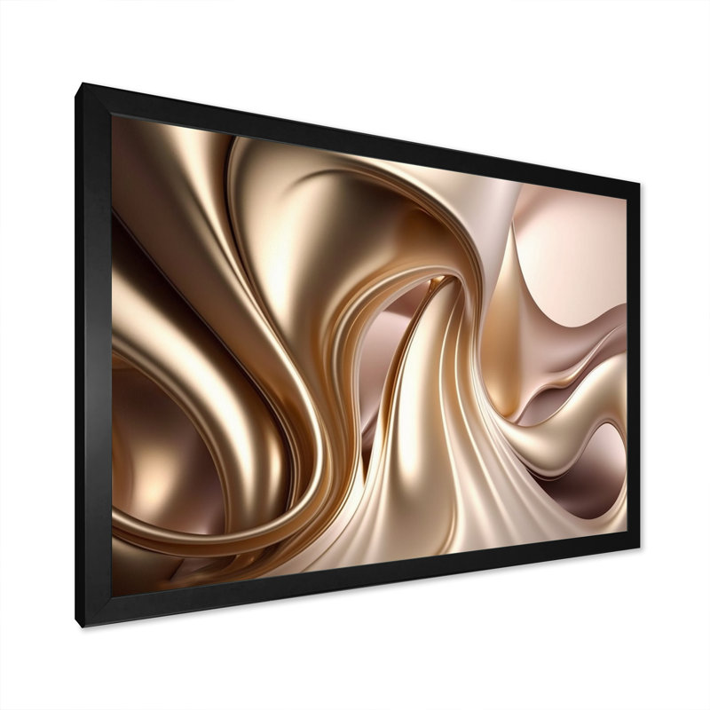Subtil sophistication rose exquise et or VII - reproduction sur toile, H 12 po x l 20 po x P 1 po, Cadre noir