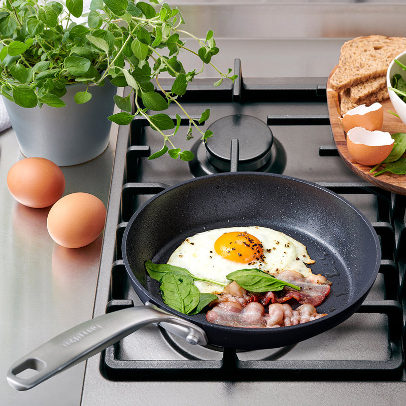 Poêle à frire antiadhésive en aluminium anodisé dur avec couvercle GreenPan SearSmart 12 po