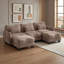 Canapé d'angle en chenille en forme de U avec 2 poufs amovibles et coussins lombaires-2081700899