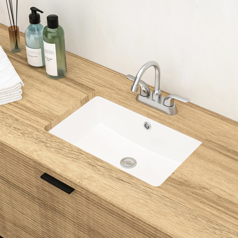 Lavabo de salle de bain encastrable 18 po x 12 po avec trop-plein blanc céramique - Style classique moderne, résistance aux acides pour le remodelage Moderne, élégant, salle d'eau