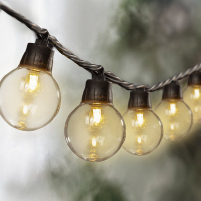 40 Count Electric LED Patio Light Strings with Clear G40 Bulbs, End to End Connectable up to 90 sets
