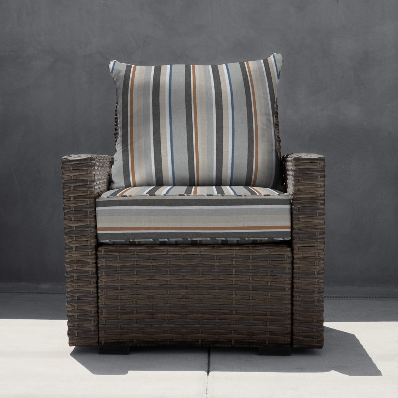 Outdoor Deep Seating Cushion Set – Comfortable, Durable, Weather-Resistant Design - Basics by Wayfair™, Ash Grey Striped