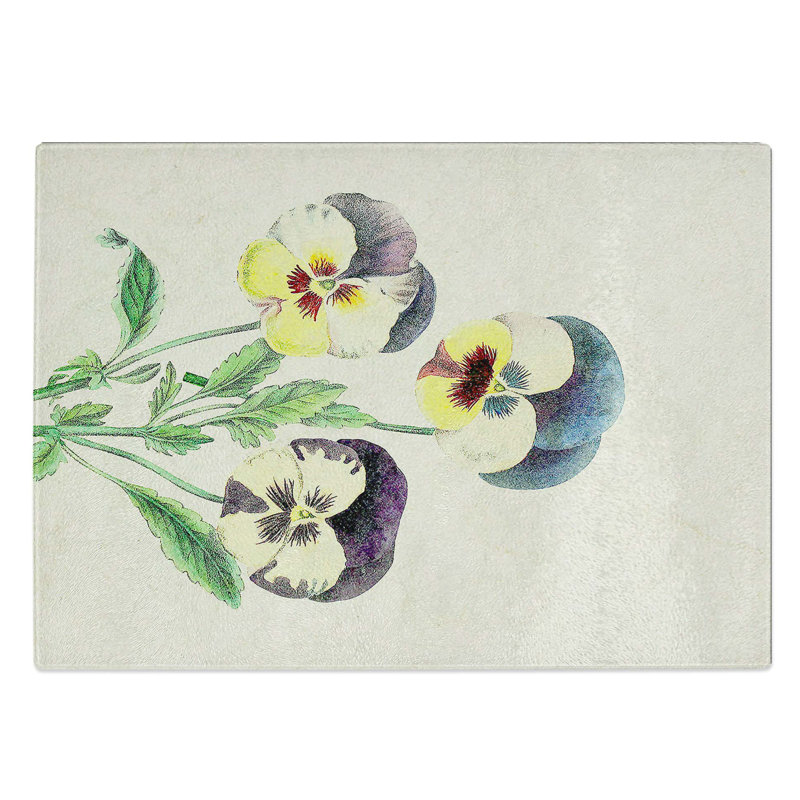 Glass Illustration of Wild Pansies Chopping Board, 28.5 cm W x 20 cm L