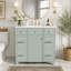 Meuble-lavabo 36 po avec lavabo en céramique, cadre en bois massif vert, portes à fermeture douce, tablettes réglables, 3 tiroirs, y compris un tiroir à double profondeur pour le rangement du sèche-cheveux-518526660