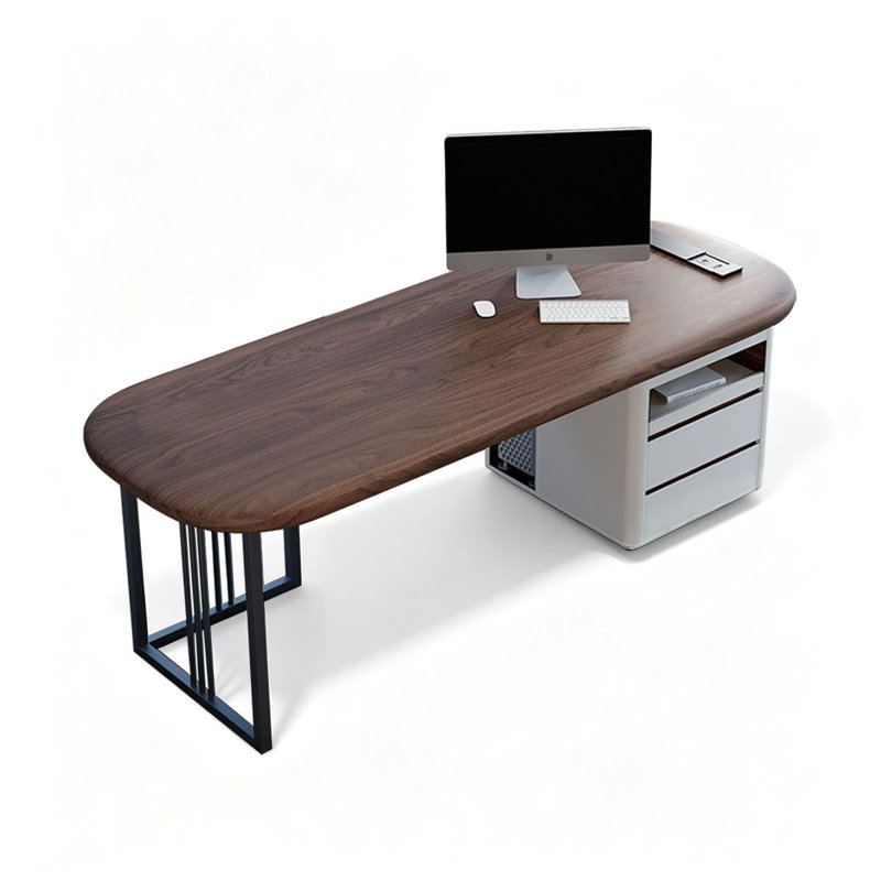 Bureau rectangulaire en bois massif noyer, 29.53" H x 70.87" W x 27.56" D