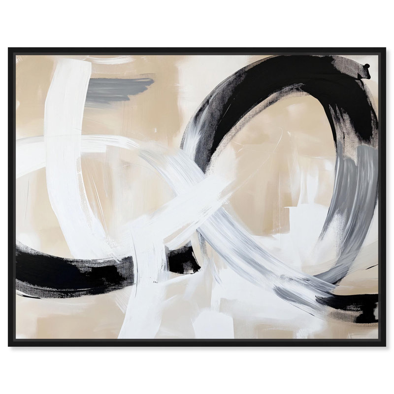 Art Remedy, toile minimaliste élégante, Interaction neutre I, H 21 po x l 17 po, Cadre flottant noir