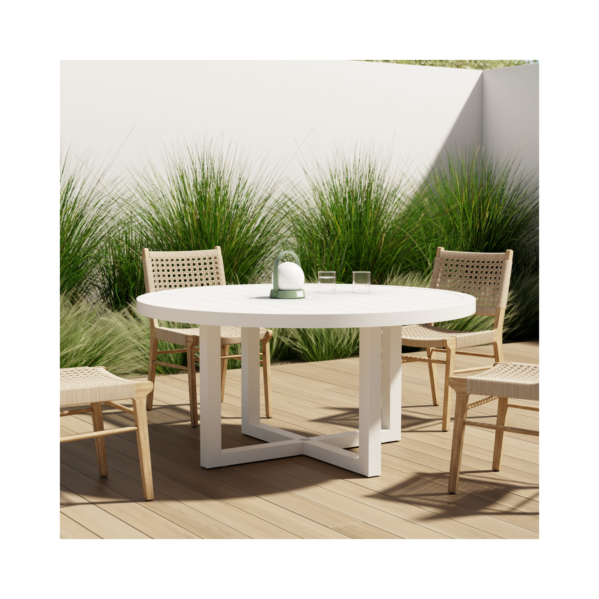 Camela Aluminum Outdoor Dining Table, 60"