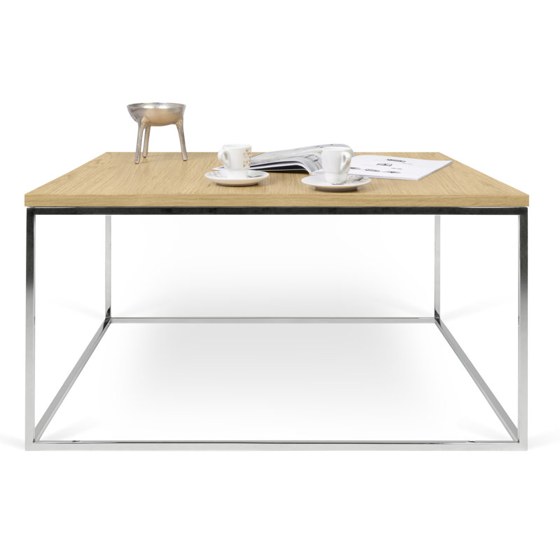 Linkous Solid Coffee Table, Chrome, Oak