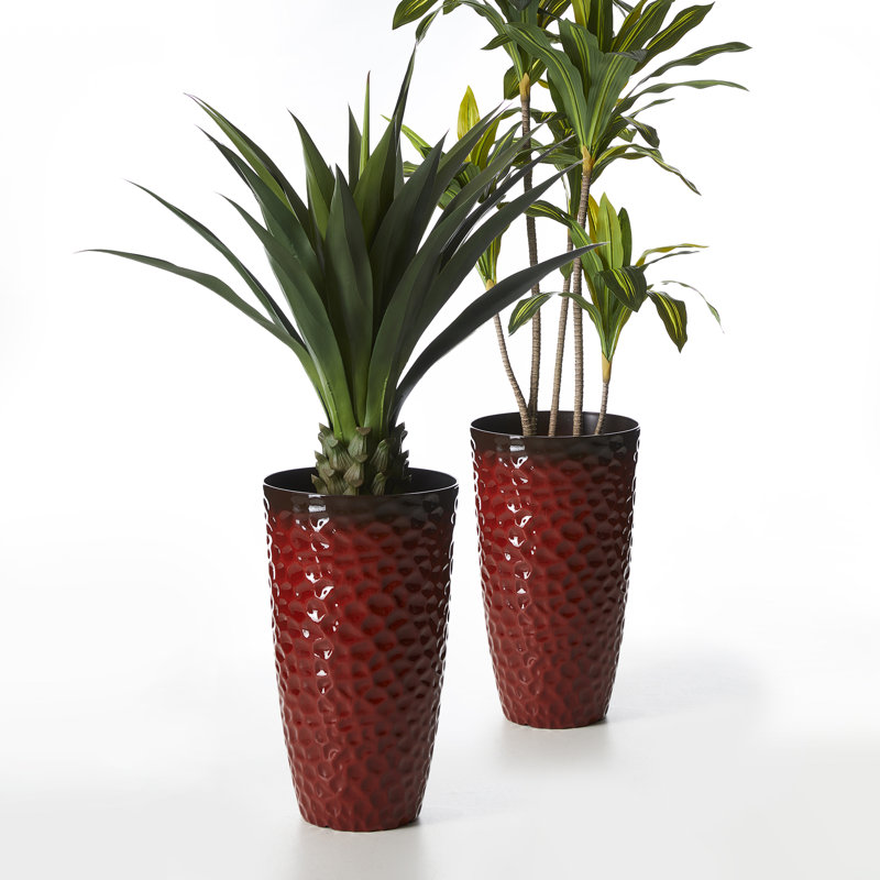 Pot à fleurs texturé nid d'abeille, H 23,75 po x l 13,75 po x P 13,75 po, Rouge