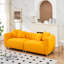 Pouf 3 places de 226 cm (89 pouces), structure en bois massif, pieds en métal, 4 coussins, lin et coton jaune, coussins doux pour la nuque, oreillers lavables, idéal pour un salon, un bureau ou une réception.